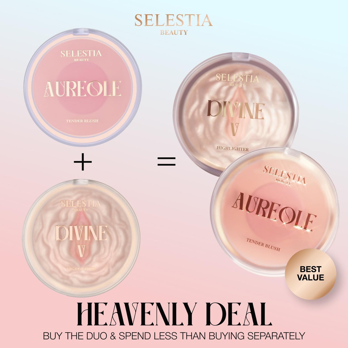 SELESTIA BEAUTY Divinve V Highlighter & Aureole Blush Bundle